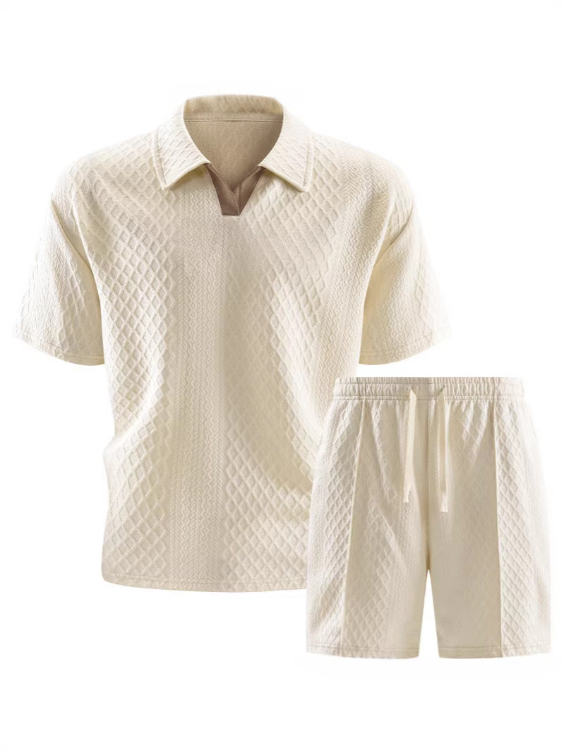 Men's Casual Polo Shorts Set