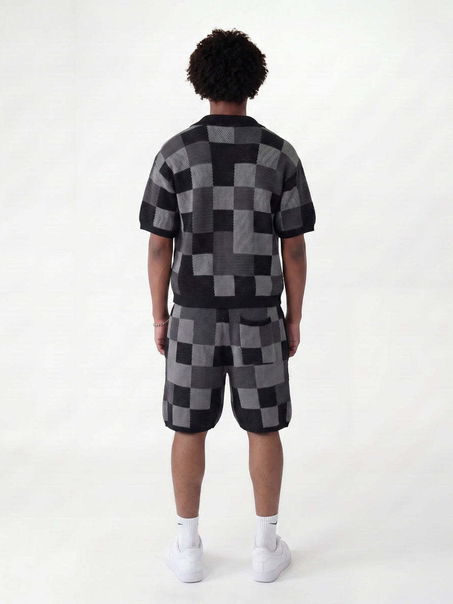 Men's Knitted Pixel Shorts Set