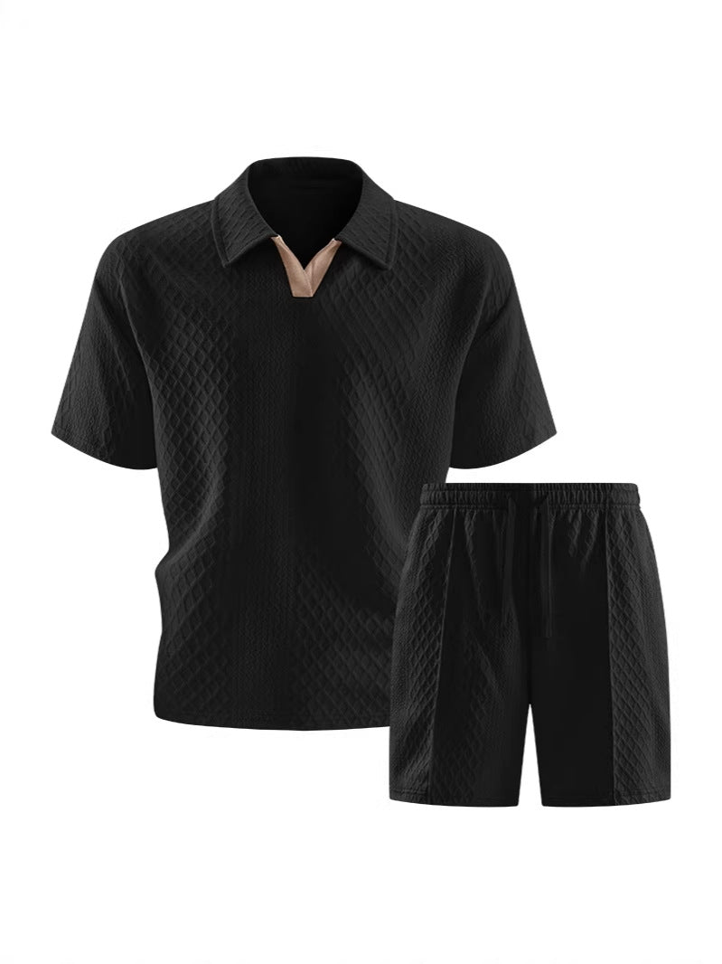 Men's Casual Polo Shorts Set