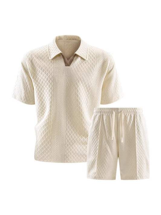 Men's Casual Polo Shorts Set
