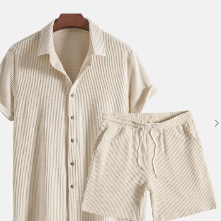 Men's Casual Short Sleeve Button-down Set