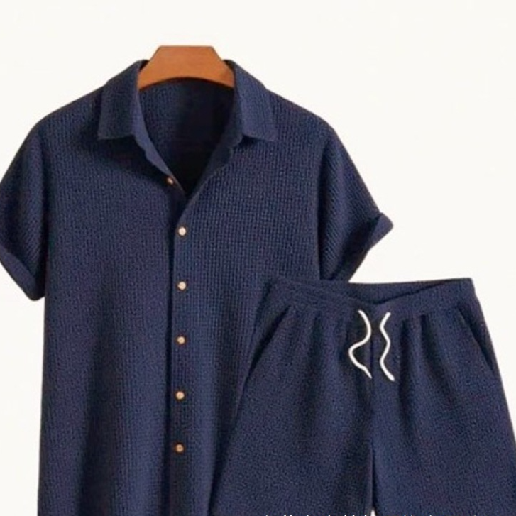 Men's Casual Short Sleeve Button-down Set