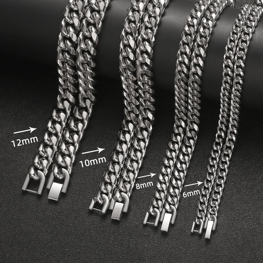 Men's Cuban Chain Necklace and Bracelet