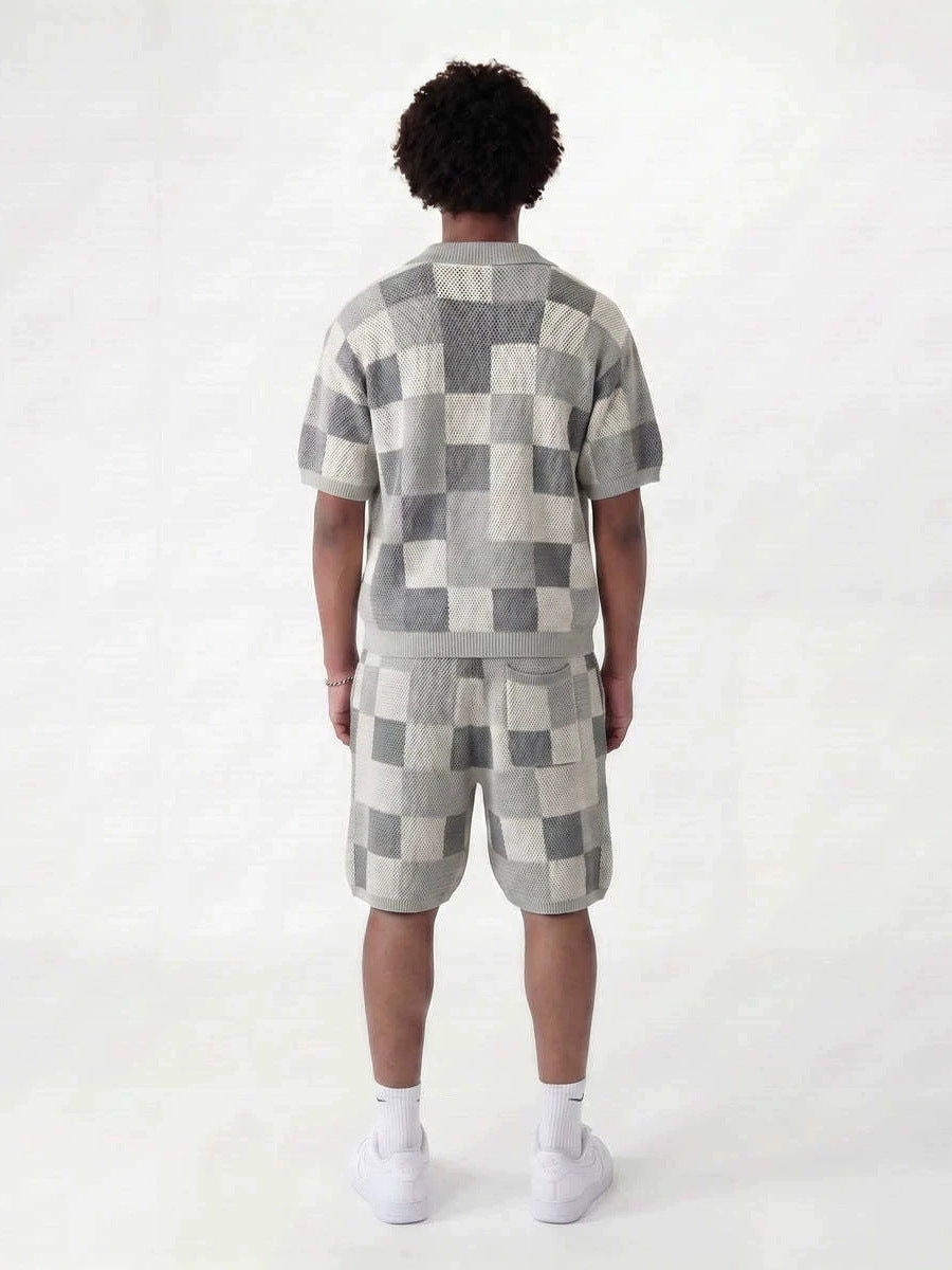 Men's Knitted Pixel Shorts Set