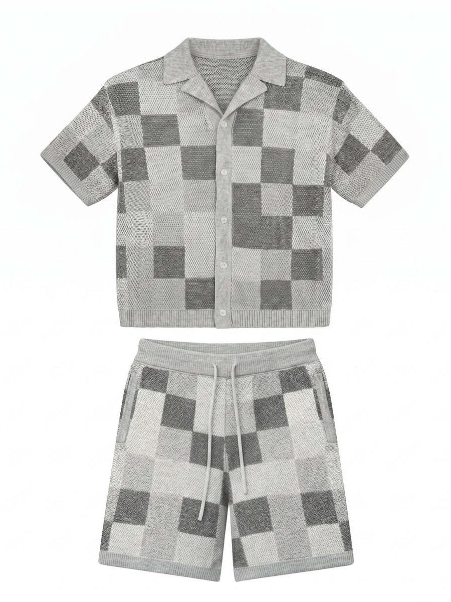 Men's Knitted Pixel Shorts Set