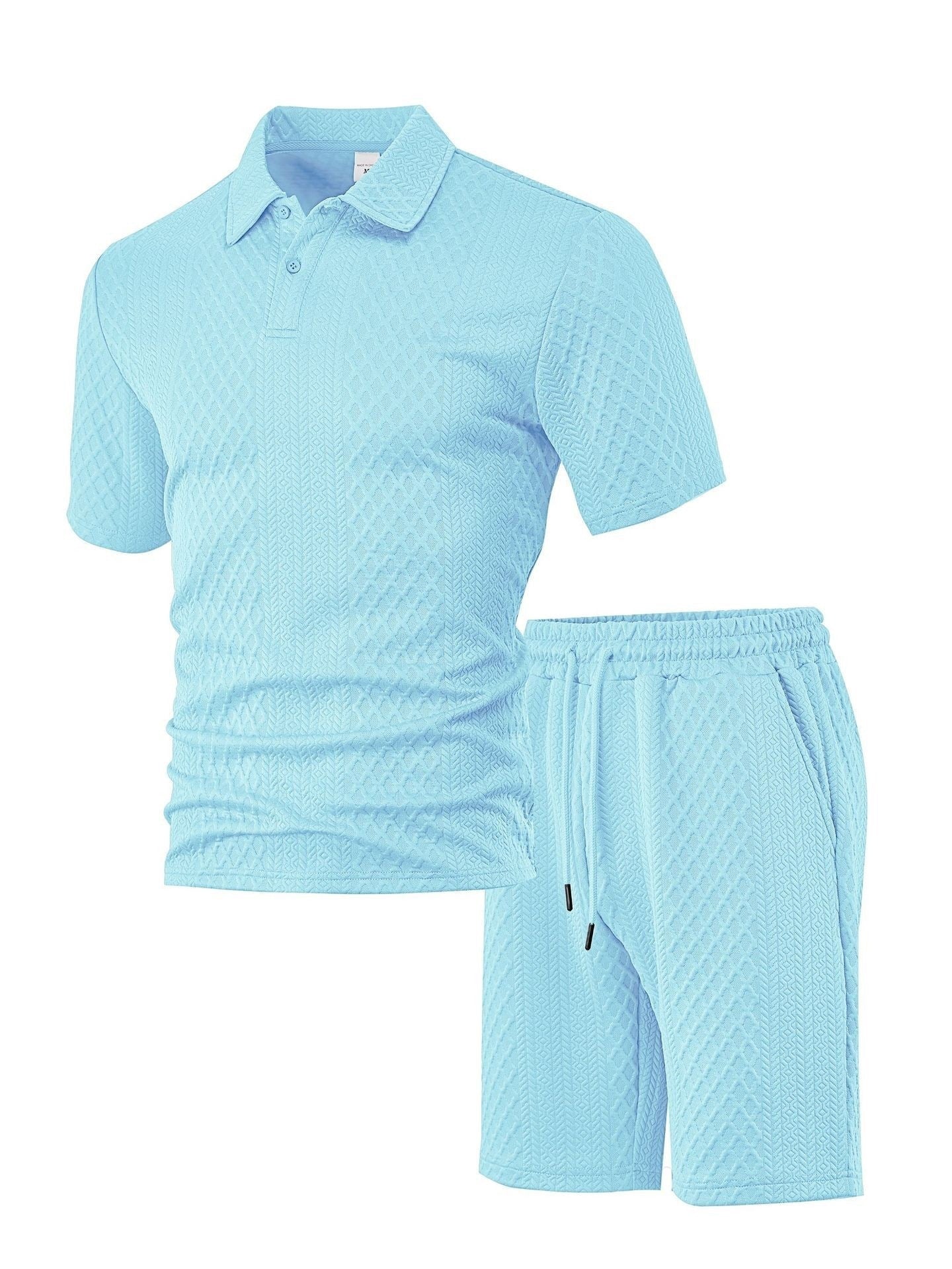 Men's Jacquard Polo Shorts Set