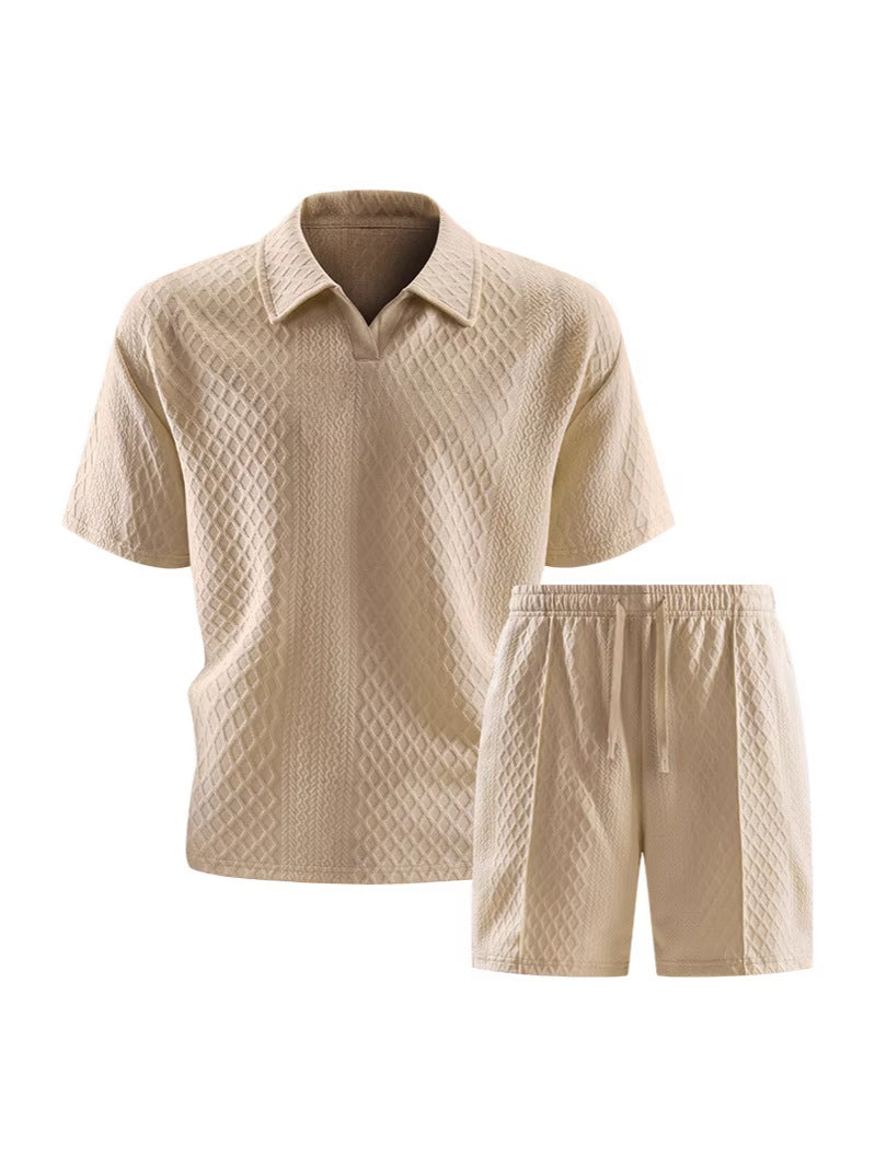 Men's Casual Polo Shorts Set