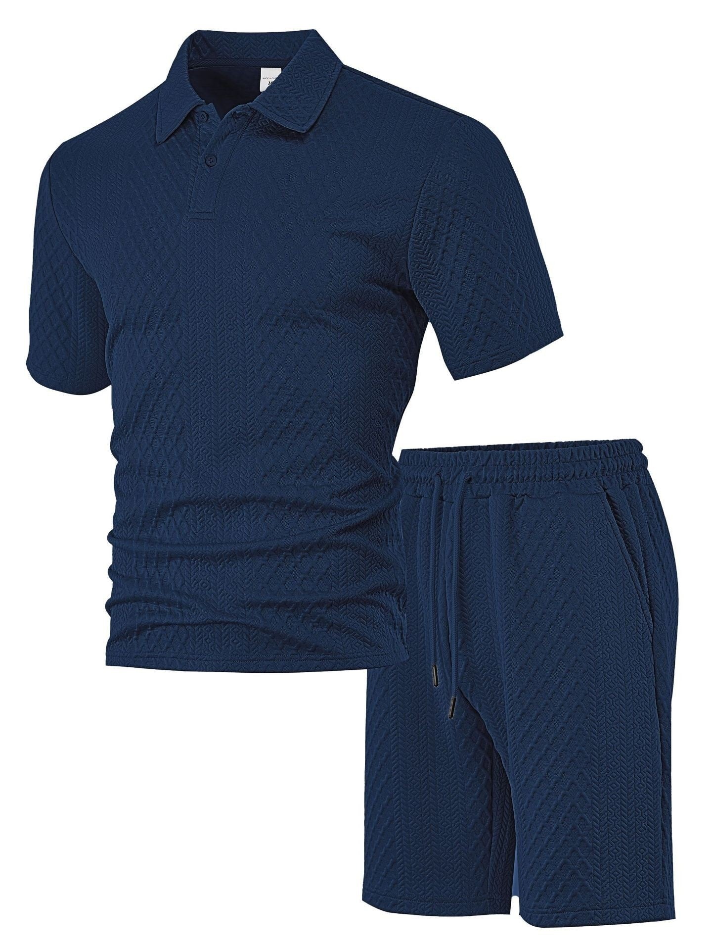 Men's Jacquard Polo Shorts Set