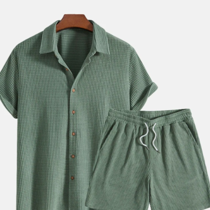 Men's Casual Short Sleeve Button-down Set
