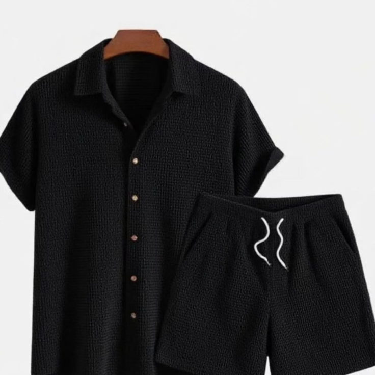 Men's Casual Short Sleeve Button-down Set
